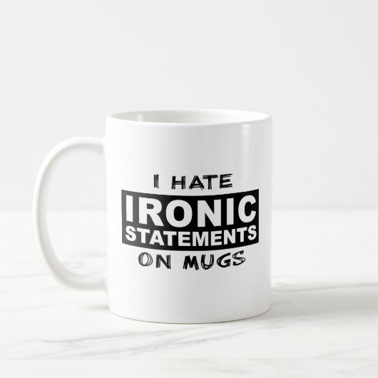 Ironische uitspraak grappige mok humor ironie (Links)