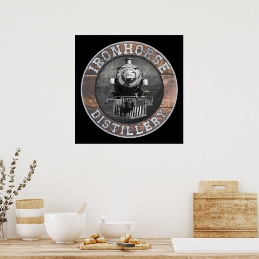  ironkoorddestillatie in hout en metaal poster (Keuken)