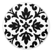 Ironlace Zwart & Wit  Damask Keramische Knop (Voorkant)