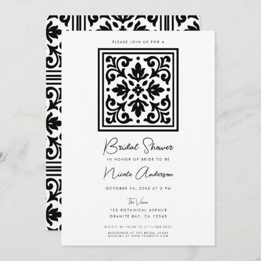 Ironlace Zwart & Wit  Vrijgezellenfeest Kaart (Voorkant / Achterkant)