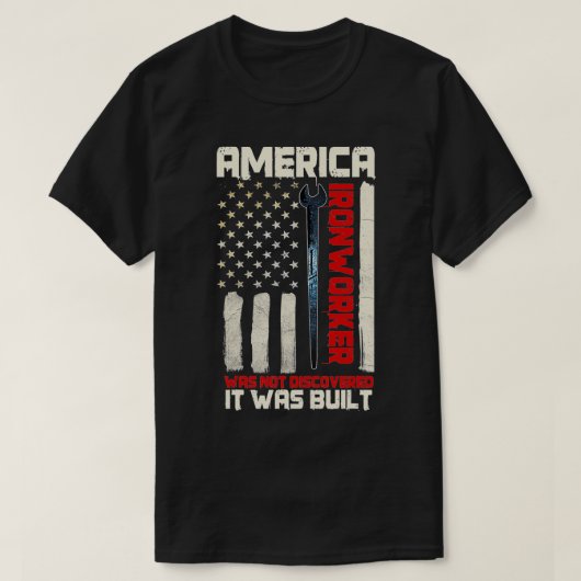 Ironwerker Rodbuster Patriot American Flag Metal W T-shirt (Design voorkant)