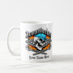 Ironwerker Skull en Flaming Crossed Wrenches Koffiemok