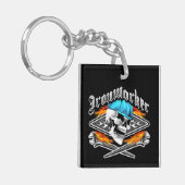 Ironwerker Skull en Flaming Wrenches Sleutelhanger (Voorkant Links)