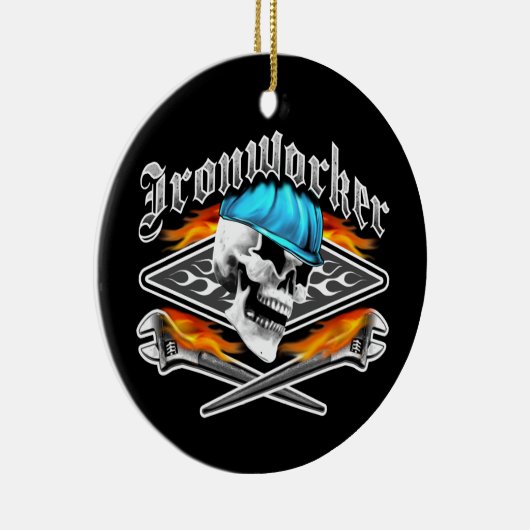 Ironwerker Skull en Spud Wrenches Keramisch Ornament (Rechts)