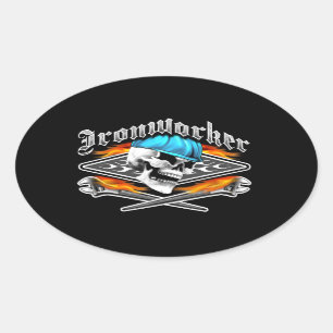 Ironwerker Skull en Spud Wrenches Ovale Sticker