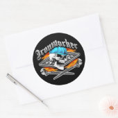 Ironwerker Skull en Spud Wrenches Ronde Sticker (Envelop)