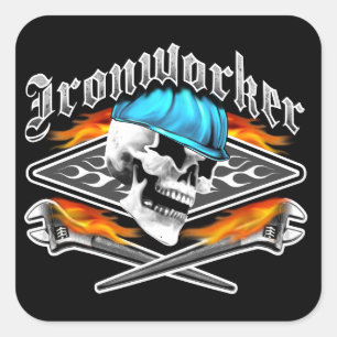Ironwerker Skull en Spud Wrenches Vierkante Sticker