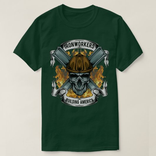 Ironwerkers die Amerika bouwen T-shirt (Design voorkant)
