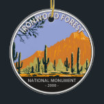 Ironwood Forest National Monument  Cirument Keramisch Ornament<br><div class="desc">Ironwood Forest vectorkunstwerk ontwerp. Het park bevindt zich in de Sonoran-woestijn van Arizona.</div>