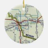 Ironwood MI  Map Keramisch Ornament (Achterkant)