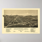 Ironwood, MI Panorama Map - 1886 Poster (Voorkant)