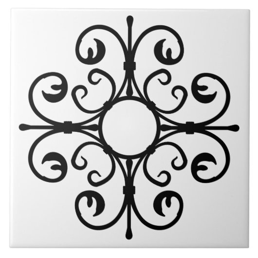Ironwork in zwarte Tegel Tegeltje (Voorkant)