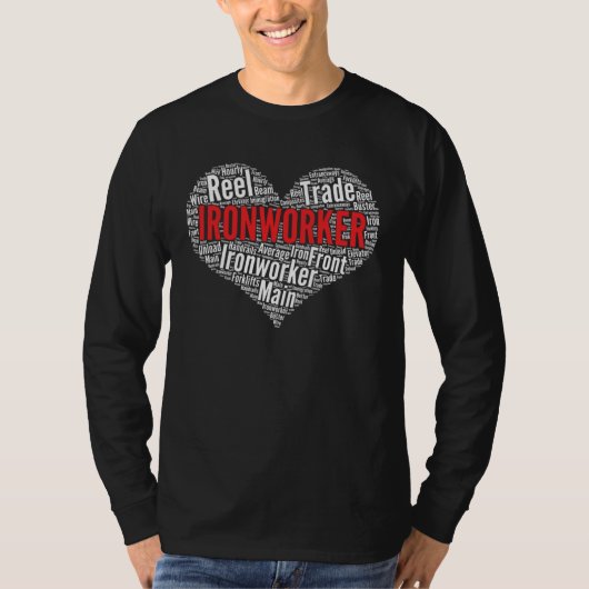 Ironworker Heart Shape Word Cloud T-shirt (Voorkant)