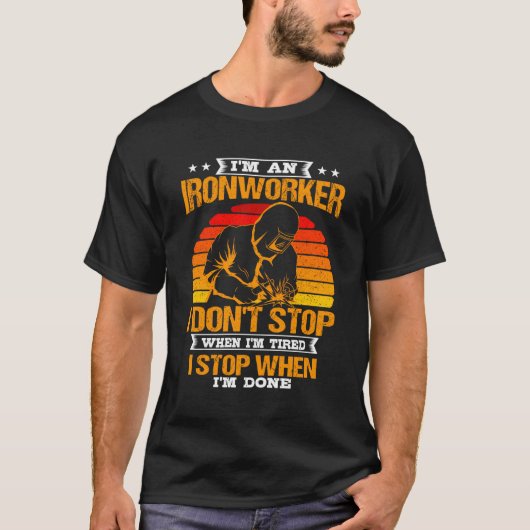 Ironworker Retro Zonsondergang Aannemer Welde T T-shirt (Voorkant)