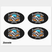 Ironworker schedel en spud moersleutels ovale sticker (Vel)