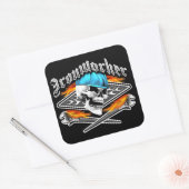 Ironworker schedel en spud moersleutels vierkante sticker (Envelop)
