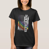 Ironworker Verenigde Staten Distressed Rainbow w U T-shirt (Voorkant)