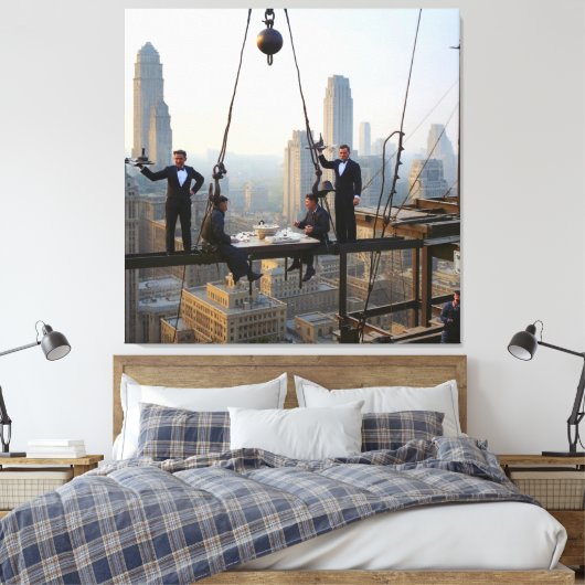 Ironworkers lunchen bij de 32 verdiepingen tellend canvas afdruk (Insitu (Slaapkamer))