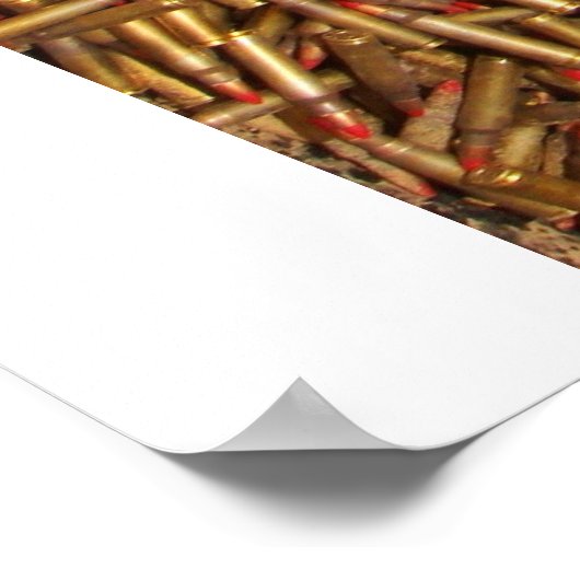 Irony, peace sign, bullets, ammunition poster (Hoek)