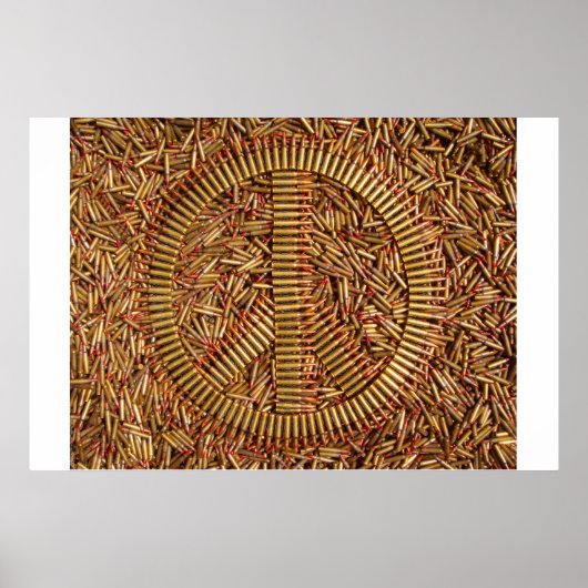 Irony, peace sign, bullets, ammunition poster (Voorkant)