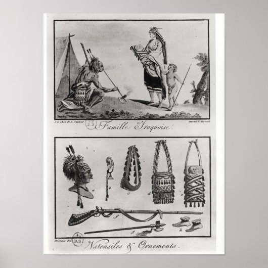 Iroquois, familie, wapens en ornamenten poster (Voorkant)