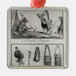 Iroquois, familie, wapens en siervoorwerpen metalen ornament