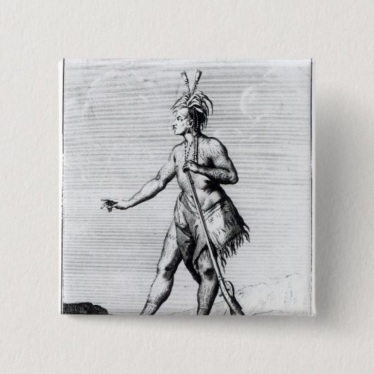 Iroquois Man, inwoner van Canada Vierkante Button 5,1 Cm (Voorkant)