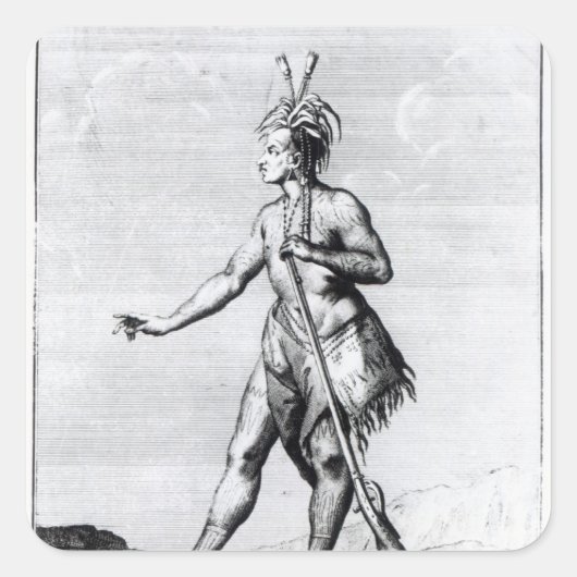 Iroquois Man, inwoner van Canada Vierkante Sticker (Voorkant)