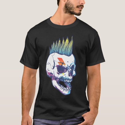 Iroquois Skeleton Scull Punk Rocker Halloween Part T-shirt (Voorkant)