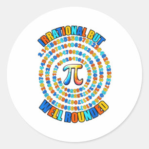 Irrationaal maar goed afgerond 3,14 Pi-nummersymbo Ronde Sticker