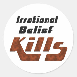 Irrationeel geloof doodt ronde sticker