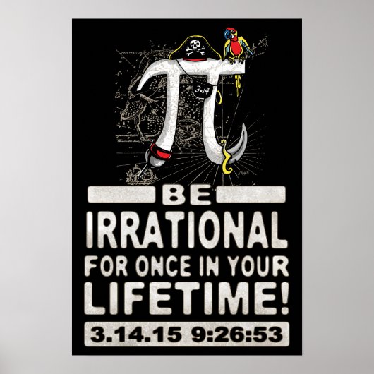 Irrationeel Pi Day Pirate Poster (Voorkant)
