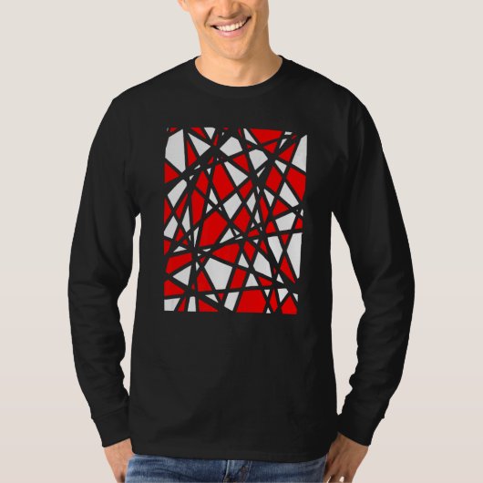 Irregular White Shapes With Red Accents Abstract T-shirt (Voorkant)