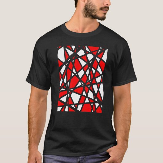 Irregular White Shapes With Red Accents Abstract T-shirt (Voorkant)