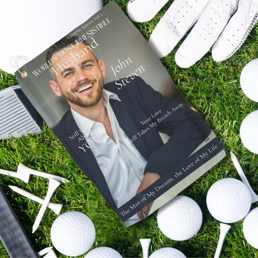 Irresistible Husband Magazine cover stijl Golfhanddoek