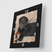 Irresistible Rottweiler Puppy Numbered Wall Clock Vierkante Klok (Hoek)