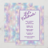 Irridescent Glitter New Year's Eve Party Kaart (Voorkant / Achterkant)