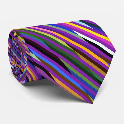 Irridicant Multicolored Stripes Stropdas (Opgerold)