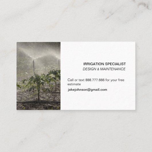 Irrigatiediensten Visitekaartje (Achterkant)
