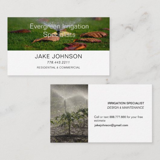 Irrigatiediensten Visitekaartje (Voorkant / Achterkant)