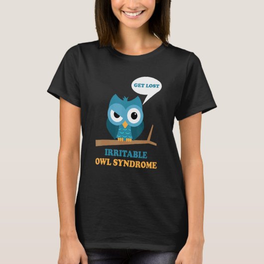 Irriteerbaar Owl Syndroom Grumpy Owl Ibs Joke Pun T-shirt (Voorkant)