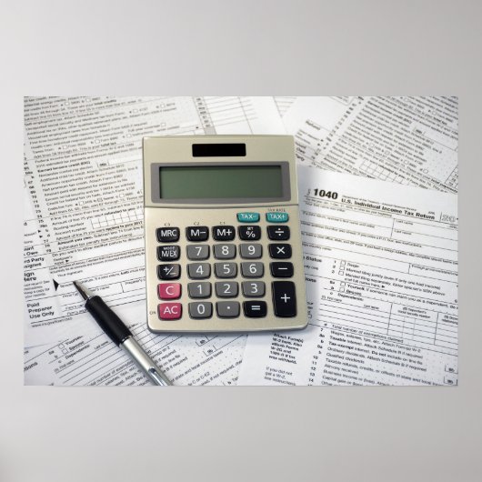 IRS-belastingformulieren met rekenmachine Poster (Voorkant)