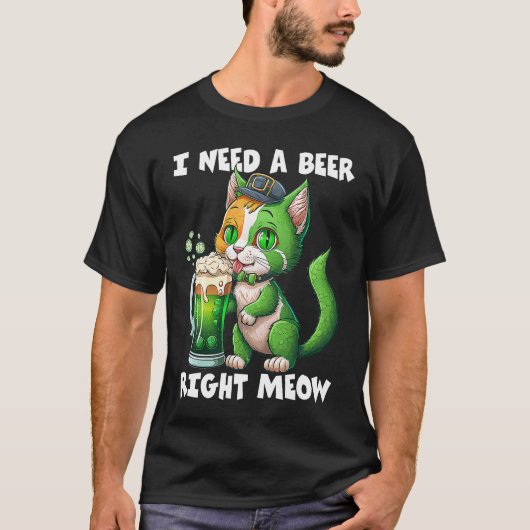 IRSE BIERKAT  ST. PATRICK'S DAG DRINKENDE KAT   4 T-SHIRT (Voorkant)
