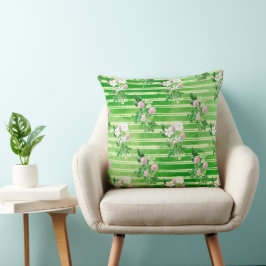 IRSE GROENE KLAVERTJES EN KLEINE ROZE BLOEMEN KUSSEN
