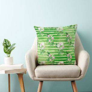 IRSE GROENE KLAVERTJES EN KLEINE ROZE BLOEMEN KUSSEN