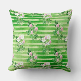 IRSE GROENE KLAVERTJES EN KLEINE ROZE BLOEMEN KUSSEN