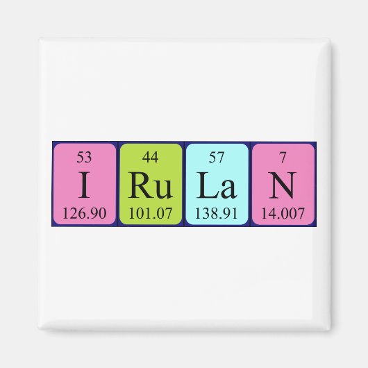 Irulan periodiek table name magnet (Voorkant)