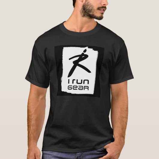 IRun Gear op zwart T-shirt (Voorkant)