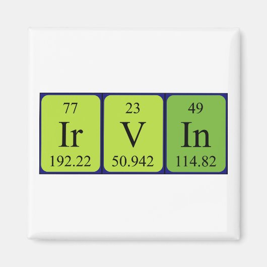 Irvin periodieke table name magnet (Voorkant)
