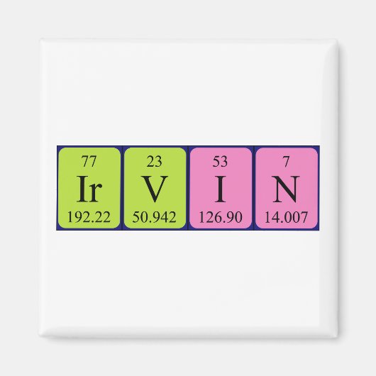 Irvin periodieke table name magnet (Voorkant)